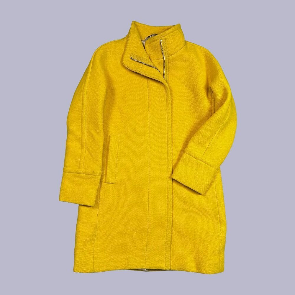 J. Crew Stadium Cloth Wool Nello Gori Winter Coat Yellow Full Zip Size 0 Petite